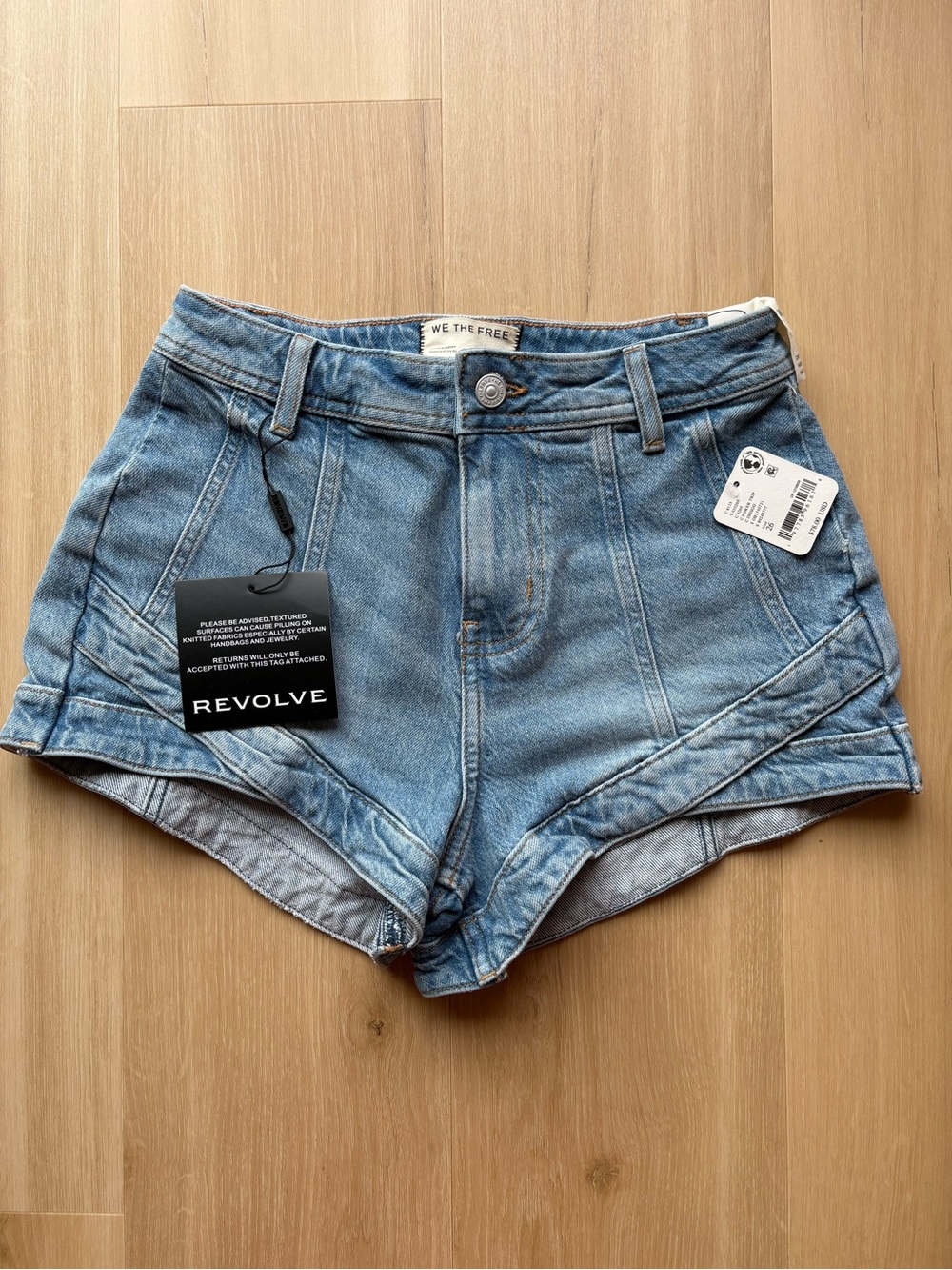 Free People Light Blue High-Rise Denim Shorts